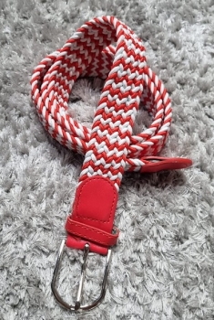 M - 28  Cinturón elástico talla grande. 3 cm dos/tres colores (  Rojo-Blanco )